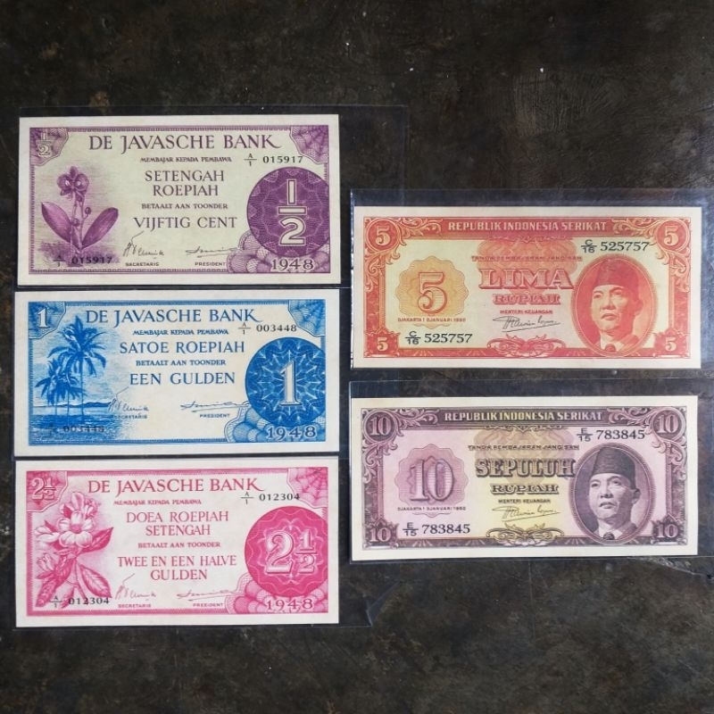 uang seri federal 1948 & set uang sukarno RIS 1950 (uang repro)