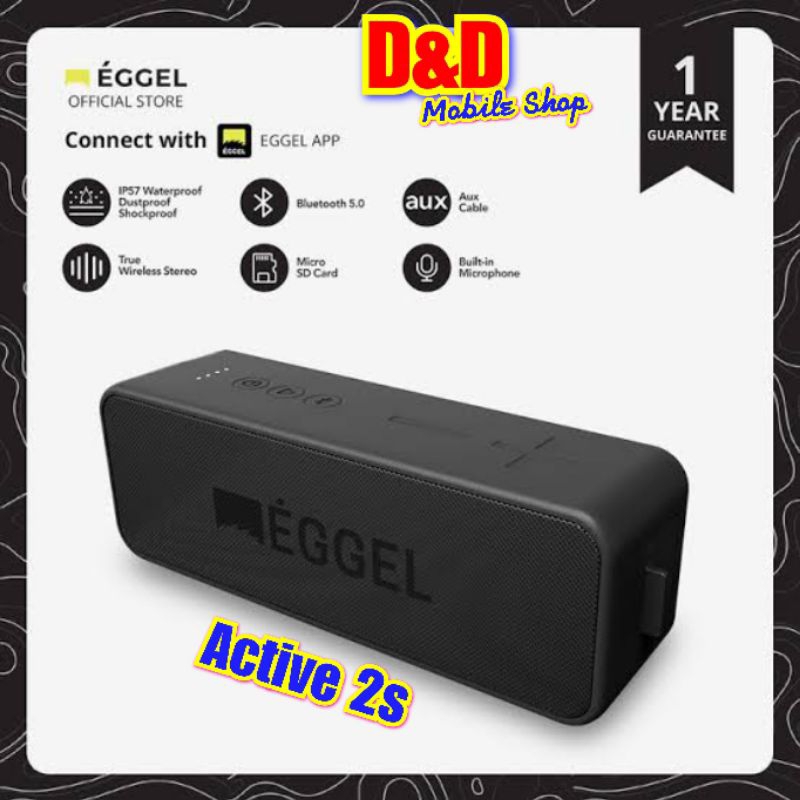 EGGEL ACTIVE 2S WATEEPROOF TWS PORTABLE BLUETOOTH SPEAKER EQUALIZER EGGEL APP GARANSI RESMI EGGEL