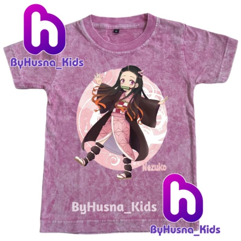 BAJU WASHED ANAK KAOS ANAK NEZUKO ANIME KIMETSU NO YAIBA DEMON SLAYER BAHAN PREMIUM PAKAIN ANAK ATAS