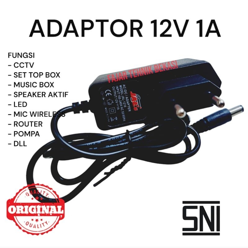 ADAPTER adaptor CHARGER DC 12V 1A - 12 VOLT 1AMPER 12 VOL 1A 1 AMPER - CCTV - LAMPU LED - STB - MUSI