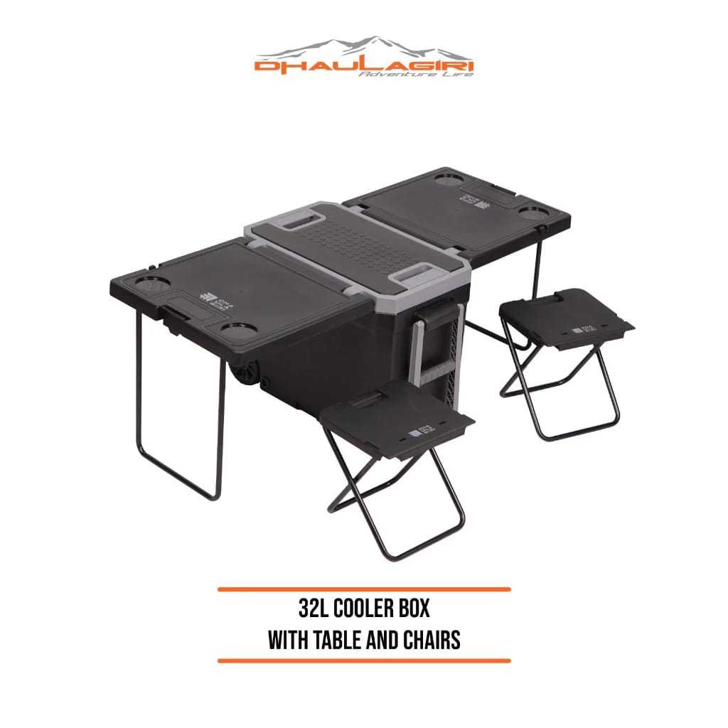 haulagiri - Cooler Box 32L With Table and Chairs - Kotak Pendingin - Kotak Penyimpanan Multifungsi