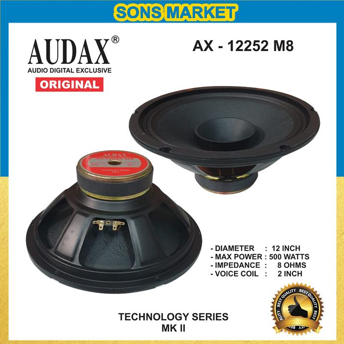 SPEAKER AUDAX AX 12252 M8 FULL RANGE 12in 12inch 500 WATT 12252 AX 12252 ORIGINAL AUDAX INDONESIA