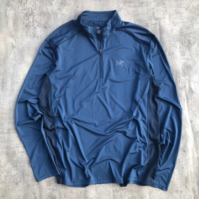 Kaos Baselayer by Arcteryx Ether Zip Neck Long Sleeve Blue Large
