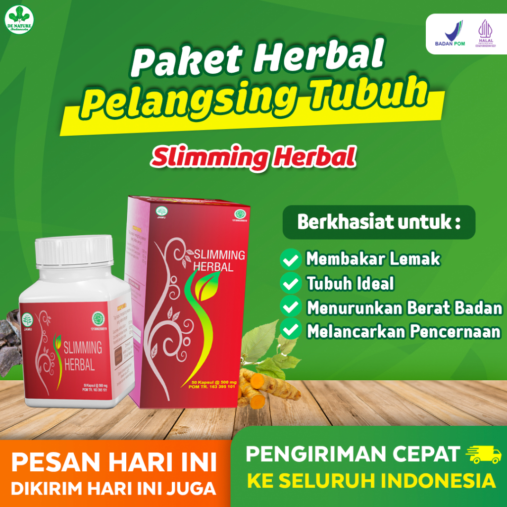 SLIMING HERBAL DE NATURE Obat diet alami pembakar lemak lengan paha pengecil pinggang perut buncit a