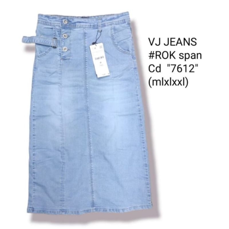 Rok korea style sepan rok Jeans Panjang Wanita Rok Jeans Stretch Span Denim Rok midi melar rok jumbo