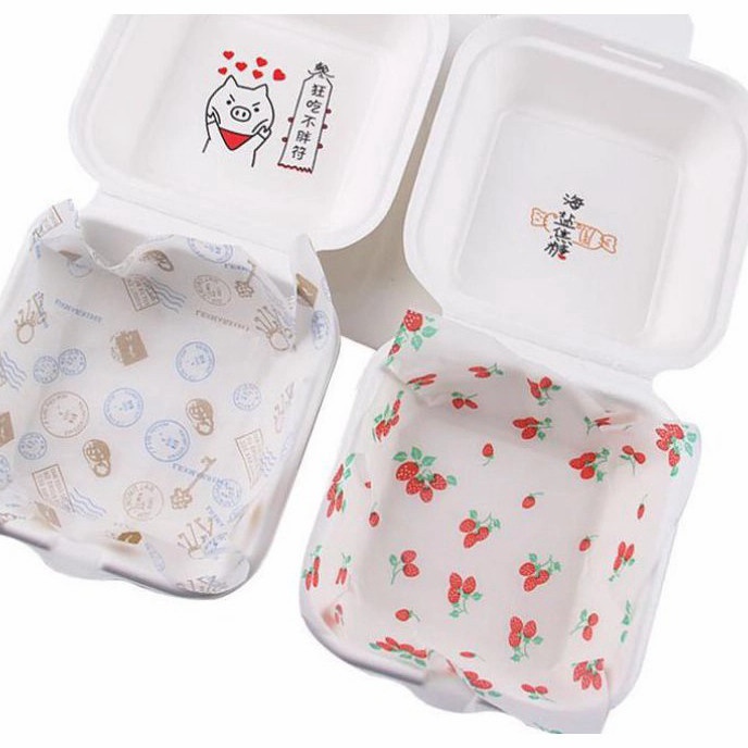 KP8 Wax Paper Baking Paper Motif 18x18 CM Kertas Alas Cake Bento Kertas Bungkus Motif Alas Korean Ca