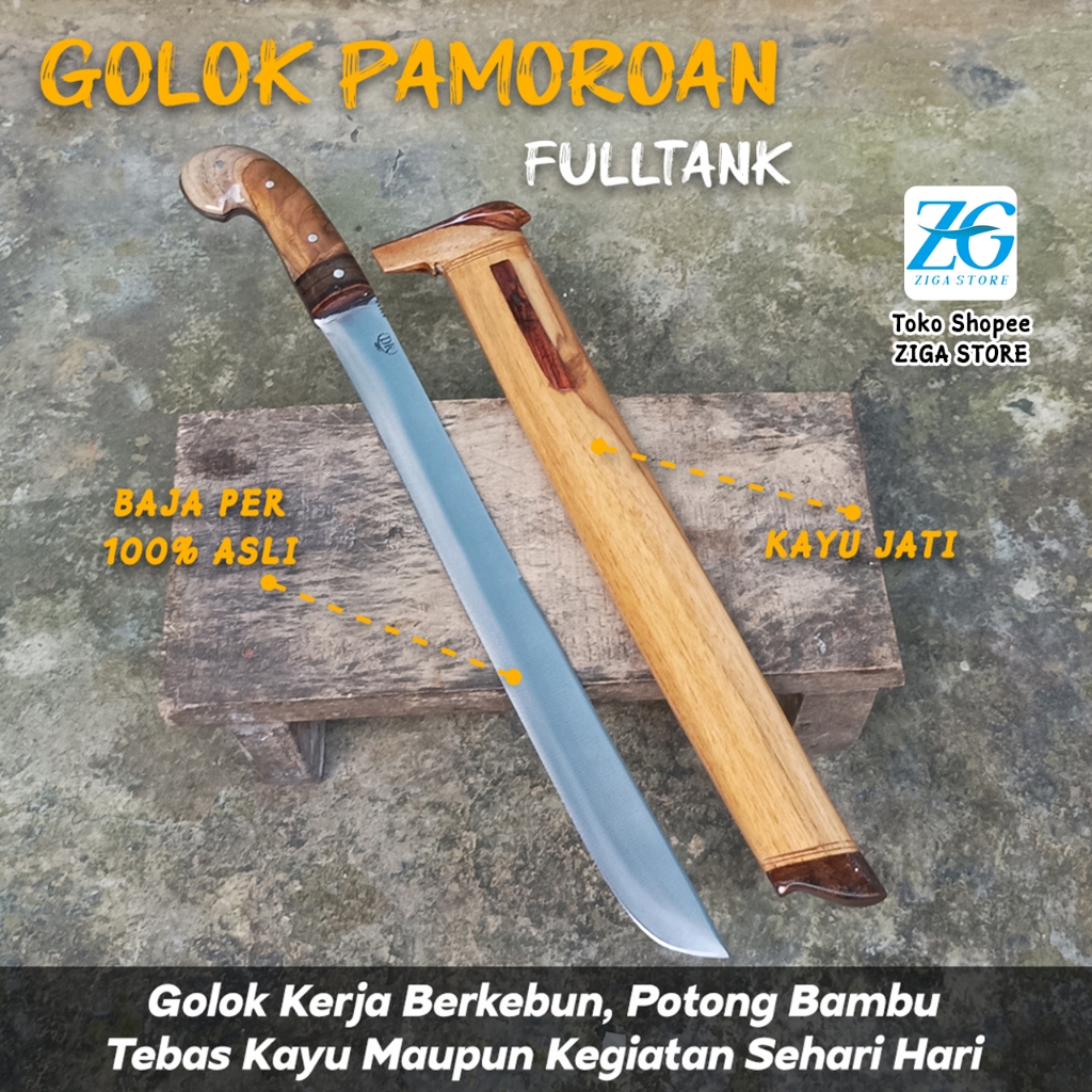 Golok Pamoroan Jati DR Panjang Golok Kerja Serbaguna Siap Pakai