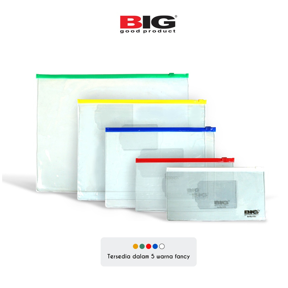 BIG - Pocket File Zipper Folder Plastik Transparan A4 A5 A6 F4 / Name Tag PO-9006