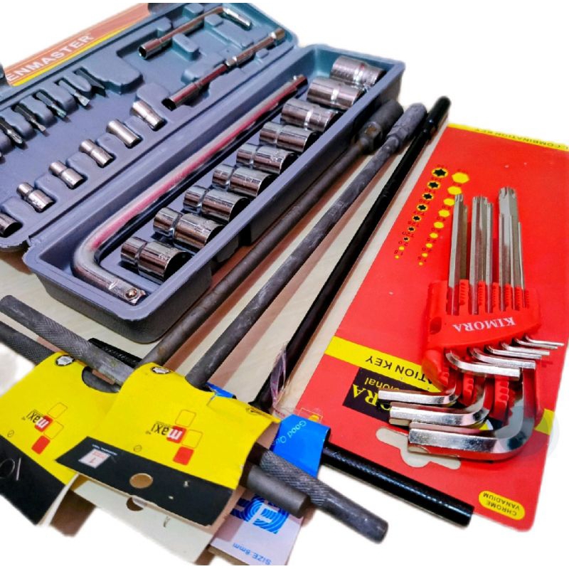 KUNCI SOK 27 Pcs + Kunci L Set 9Pcs + kunci T SET no 8,10,12,mm BISA COD/ kunci shock set /kunci sho