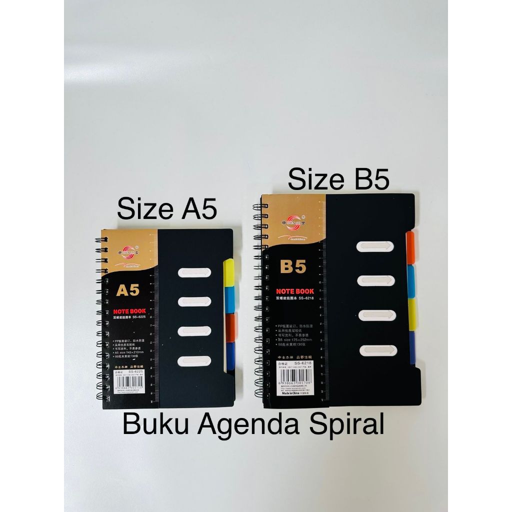 Buku Agenda Spiral Ring Cover Hitam Buku Catatan B5 Buku Agenda B6 Spiral Ring Cover Black A5