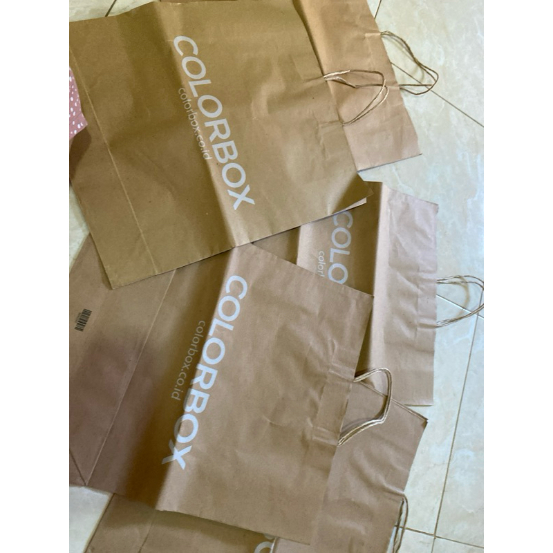 

preloved jumbo paperbag colorbox coklat