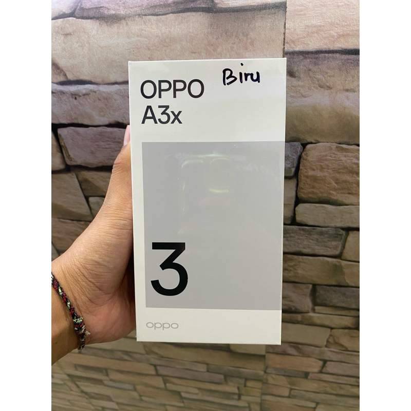 Oppo A3X 4+4(8) / 64 New No Repack BNIB Bergaransi Resmi Indonesia 15bulan Termurah sedunia.  BNIB B