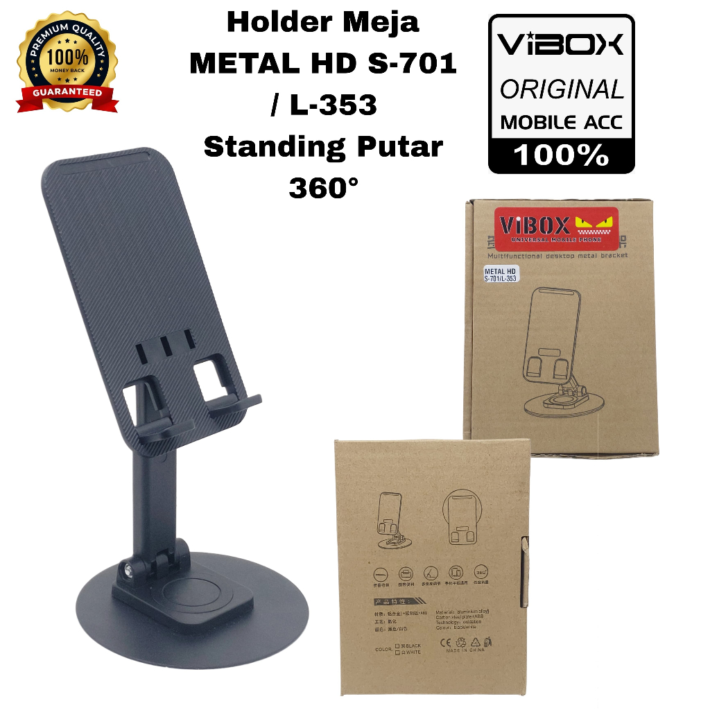 Vibox Holder Stand Hp Rotary 360 | Holder Stand Meja Besi | Dudukan Hp Rotari Universal | Holder Mej