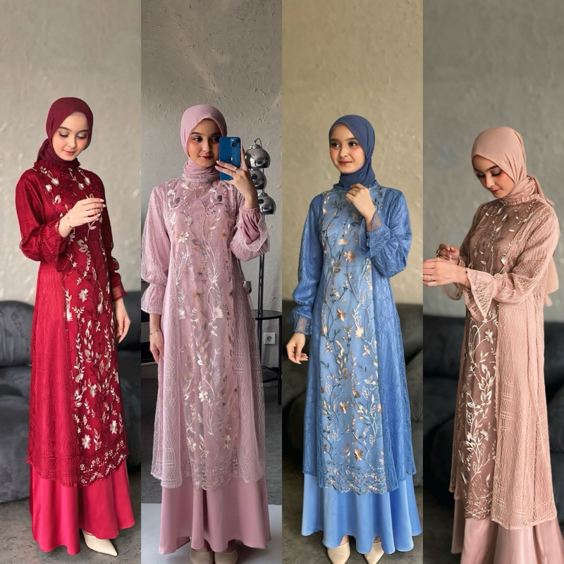 BAHAN PREMIUM / HijabLabel - Special Price ZEYA Dress Set ( Dress + Tunik Blouse Lace ) Dress
