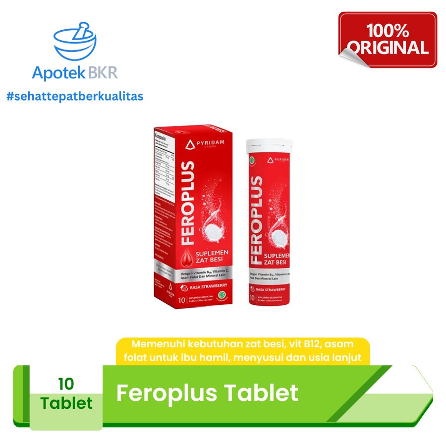 Feroplus 10 Tablet Effervescent Rasa Strawberry