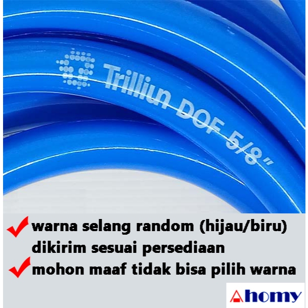 1 set 10m selang dof 5/8 trilliun, semprotan taman 7 multisprayer jt42 & 2pcs klem selang 5/8