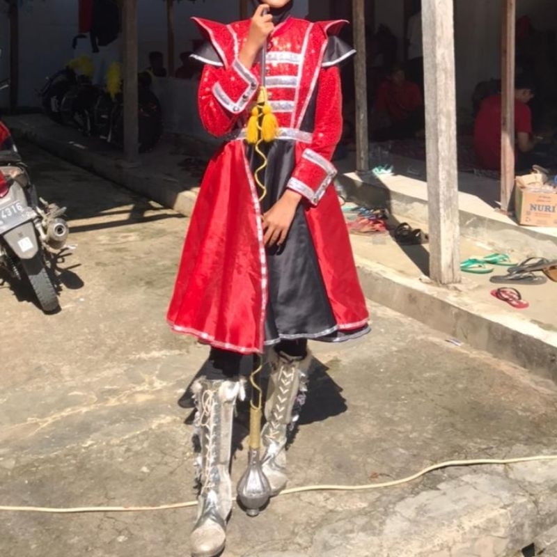 BAJU/SERAGAM MAYORET SMP-SMA BERKUALITAS FREE TOPI KOMBINASI MERAH HITAM[preloved]