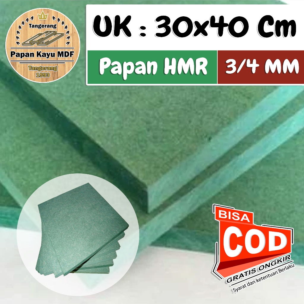 Kayu Papan HMR Ketebalan 3MM / 4MM Ukuran 30x40 cm Papan HMR / MDF WARNA HIJAU Polywood BOARD MURAH