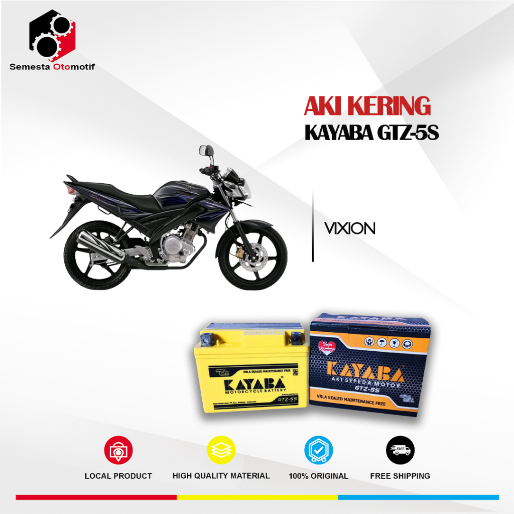 Aki Motor Vixion KAYABA GTZ5S Aki Kering 100% Original Free Bubble