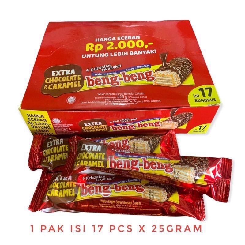 

bengbeng extra chocolate caramel 25gr x 1box isi 17