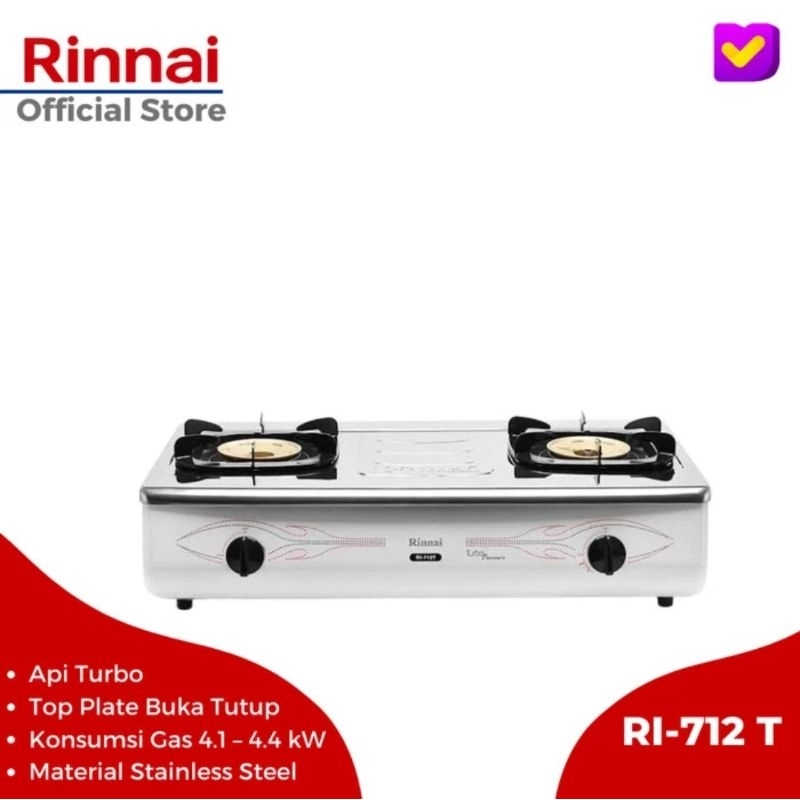 RINNAI KOMPOR GAS 2TUNGKU API TURBO RI-712T