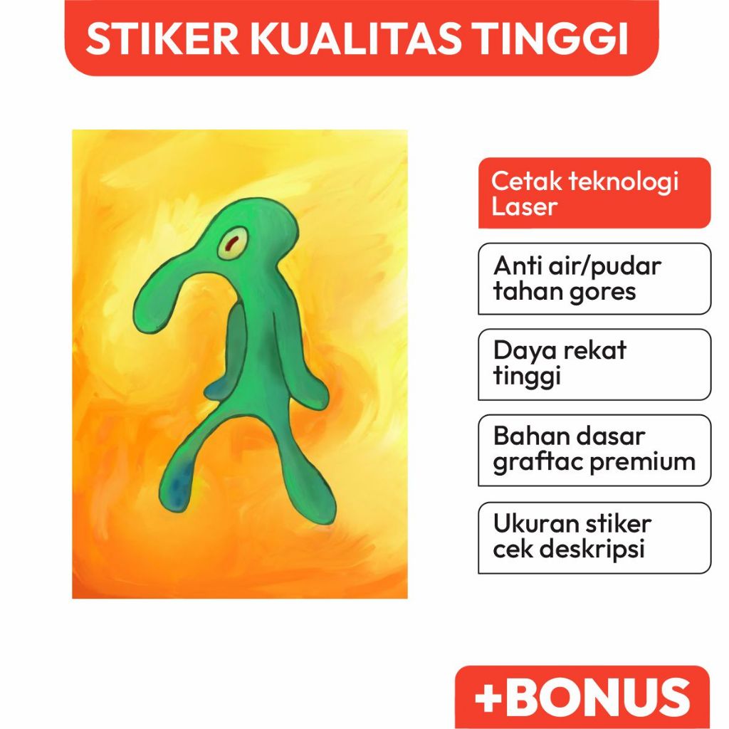 STIKER SQUIDWARD TENTAKEL " LUKISAN TAMPAN DAN BERANI' STIKER ESTETIK || STICKER TUMBLR