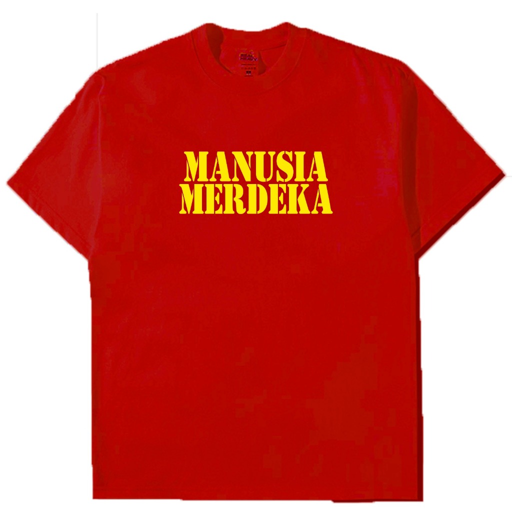 Kaos lengan pendek viral combed 30s Manusia merdeka pria wanita sablon depan