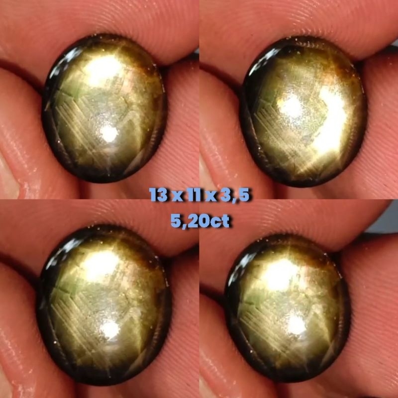 NATURAL GREEN SAPPHIRE STAR 12 RAY 5,20ct