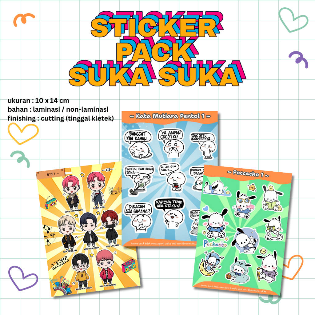 

Sticker Pack Cutting Lucu Untuk Anak dan Dewasa Stiker Pack Cutting Laminasi Anti Air Tahan Lama Kiss Cut