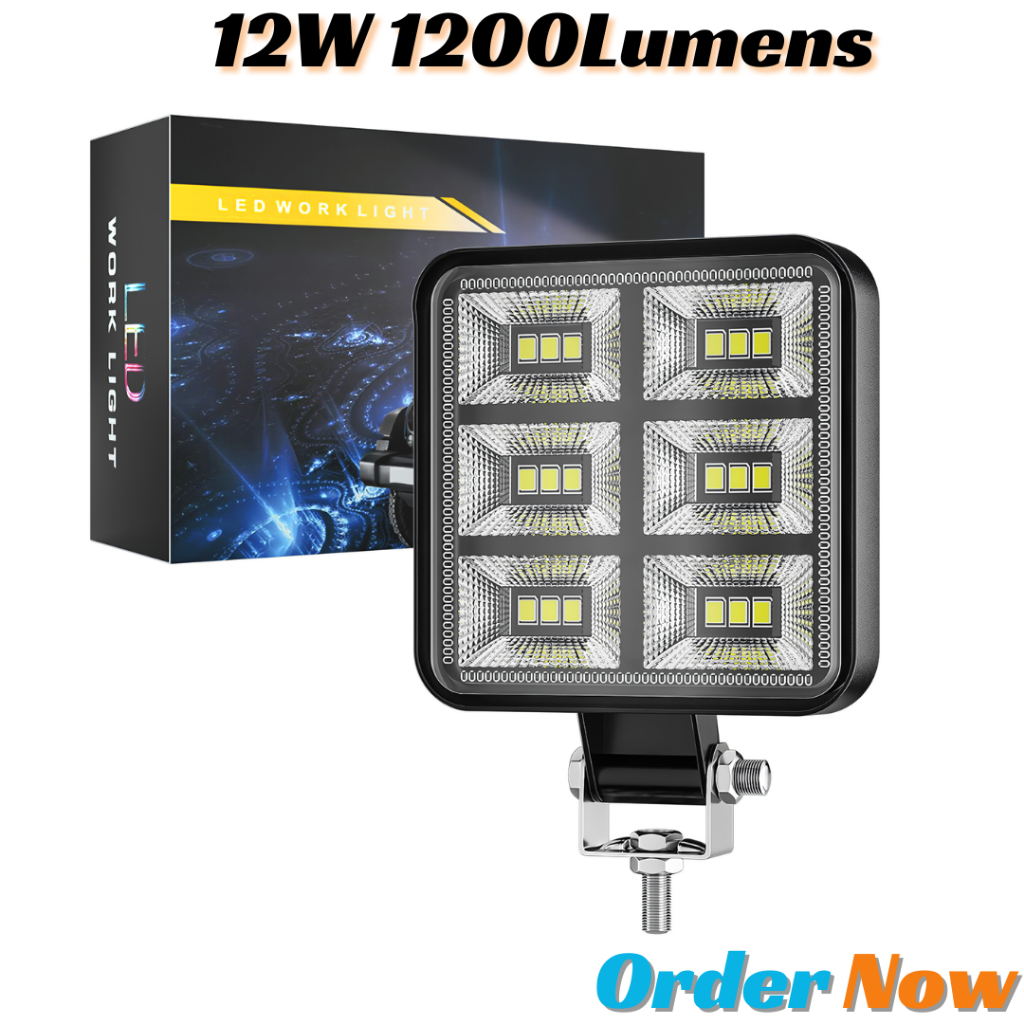 original 1PCS Lampu Sorot Tembak Mobil LED Floodlight IP65 Cool White 12W Untuk Jeep ATV UAZ SUV 4WD