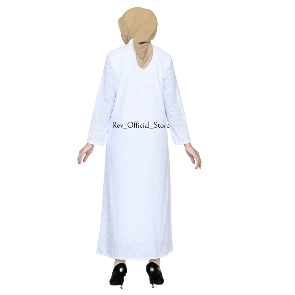 Original Gamis Umroh Wanita Full Bordir Bahan Katun Paris Baju Umroh Wanita/Busana Muslim Wanita