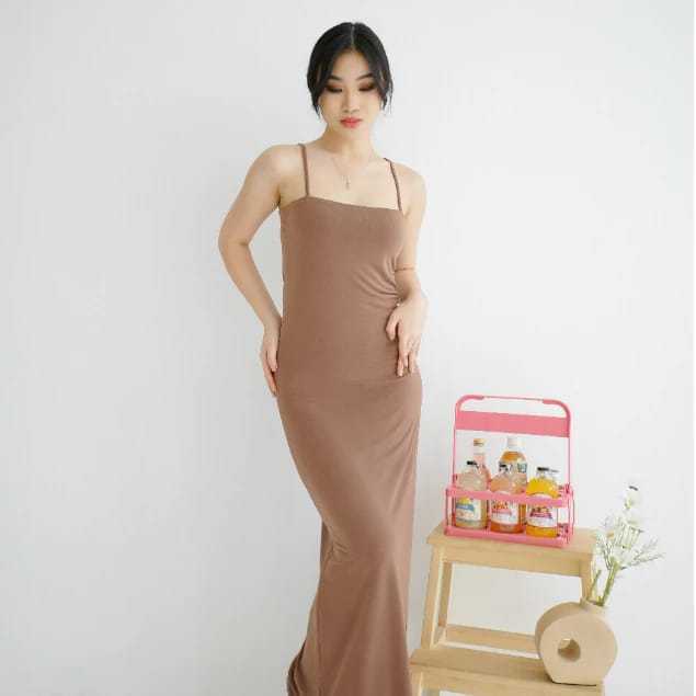 Maxi Dress Wanita Tanpa Lengan Tanktop Dress Party Panjang Korean Style Dress Bodycon Dress Sexy