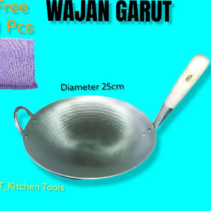 Bonus Wajan Nasi Goreng Aluminium Gagang Kayu Diameter 25Cm Asli Garut Tebal Anti Penyok Lengket  Ka