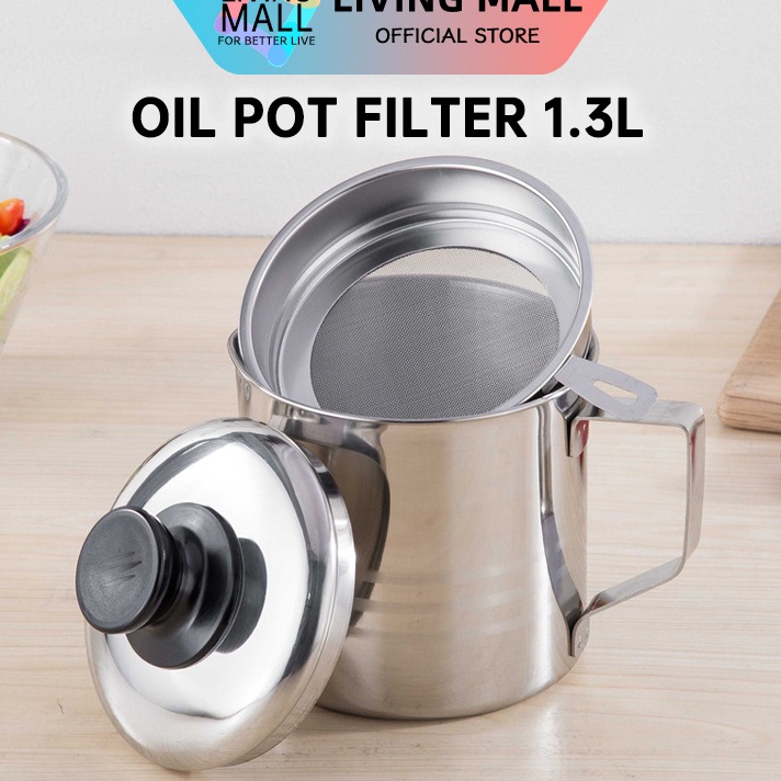 Tawaran Teko Penyaring Minyak Stainless  Oil Pot Saringan Stainless  Tempat Saringan Minyak Goreng 1