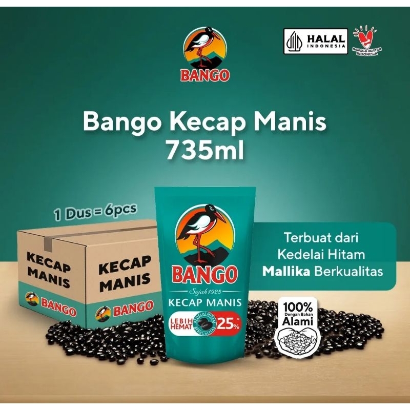 

[1 Dus = 6pcs] BANGO Kecap Manis Kemasan Pouch 735 ml / 1000 g