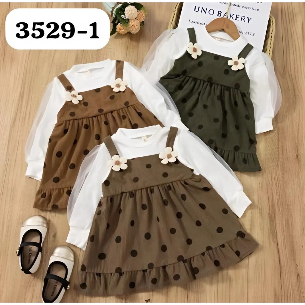 Dress Anak Perempuan Usia 1-4 Tahun | Fashion Trendy Anak Cewek Dress 2in1 Inner Baju Kaos Lengan Pa