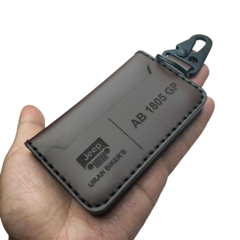 Dompet Stnk Mobil Jeep Kulit Asli Tebal Kokoh Kuat Gantungan Sarung Casing Kunci Free Custom