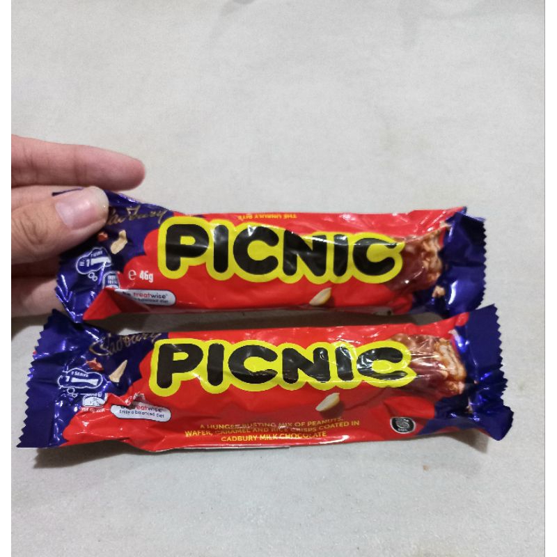 

cadbury picnic 46gr (READY ECER, COKLAT IMPORT)