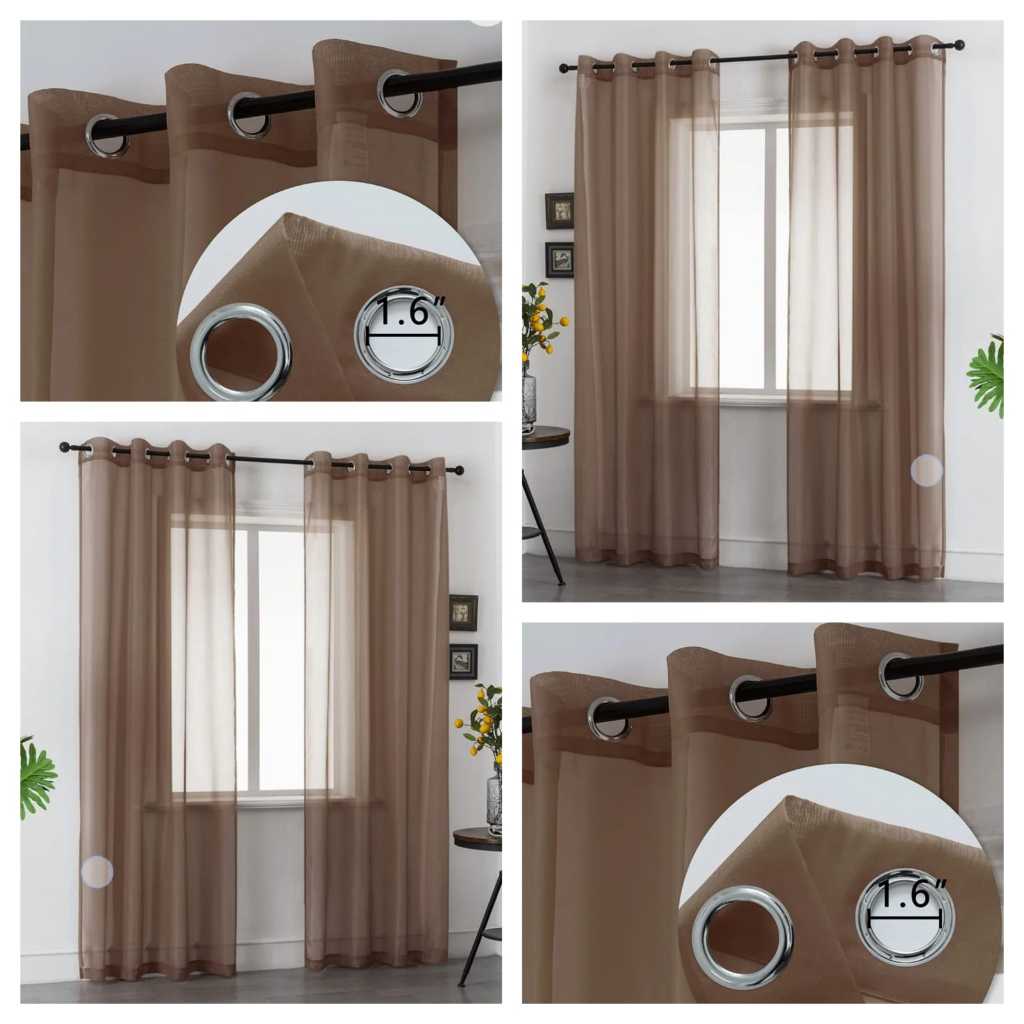 Vitrase gorden motif import Warna coklat Model smokring Vitrase Gorden polos Tirai Pintu jendela