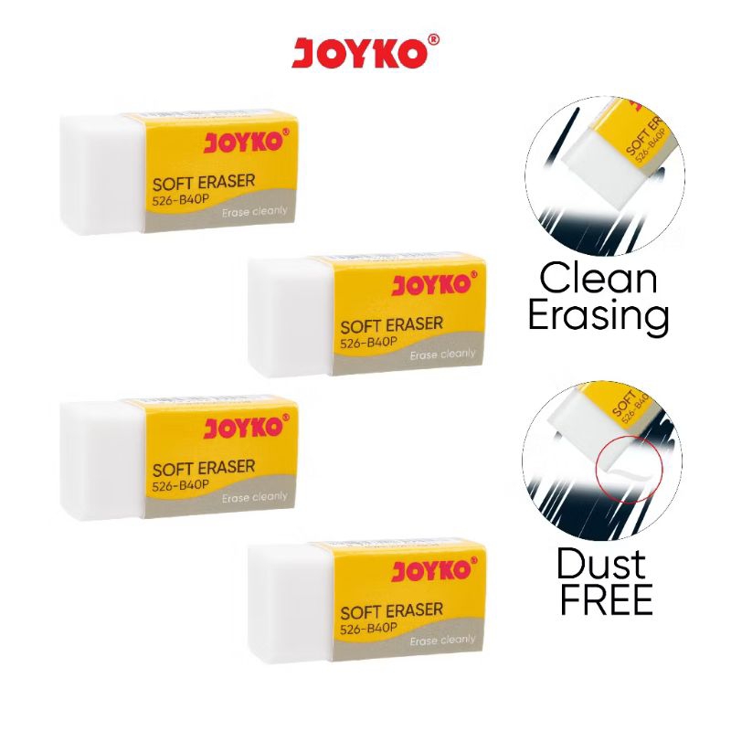 

JOYKO ERASER PENGHAPUS JOYKO KECIL PUTIH HITAM ANAK DUST FREE 526 B40P B40BL BERSIH
