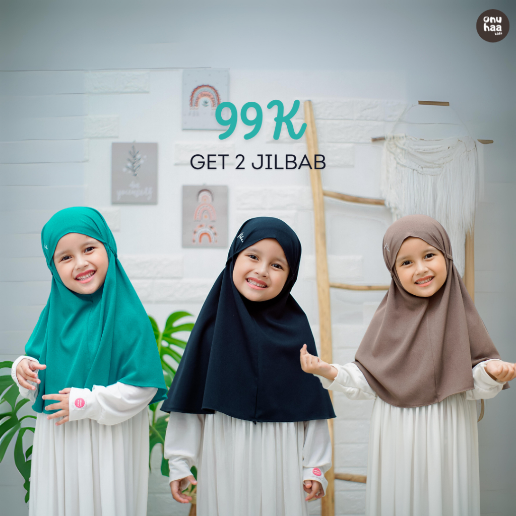 Nuhaa Kids Jilbab Bergo Anak Perempuan Bahan Crepe Warna Navy Mocca Tosca untuk Mengaji Sekolah