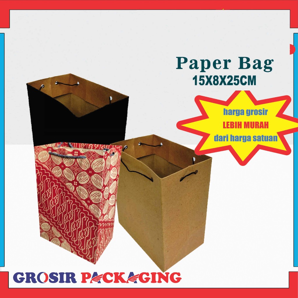 

(PAKET 20 LUSIN) Paperbag 15x8x25 Cm/ Tas Kado/ Paperbag