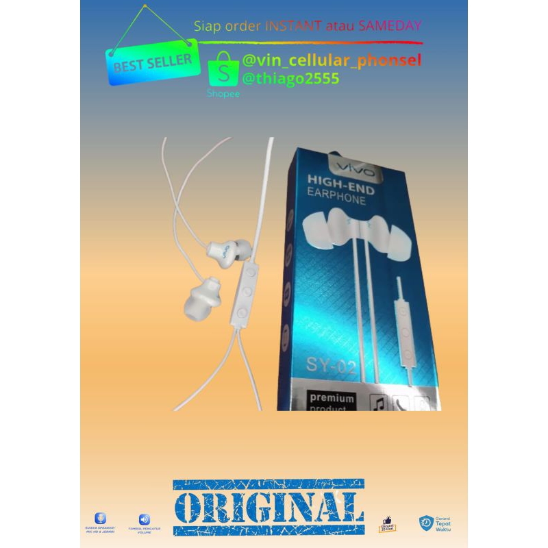 Stereo Vivo Headset Vivo Y21 Y33S Headset vivo Y20S Y12S Y15S henset vivo hanset vivo hedset vivo he