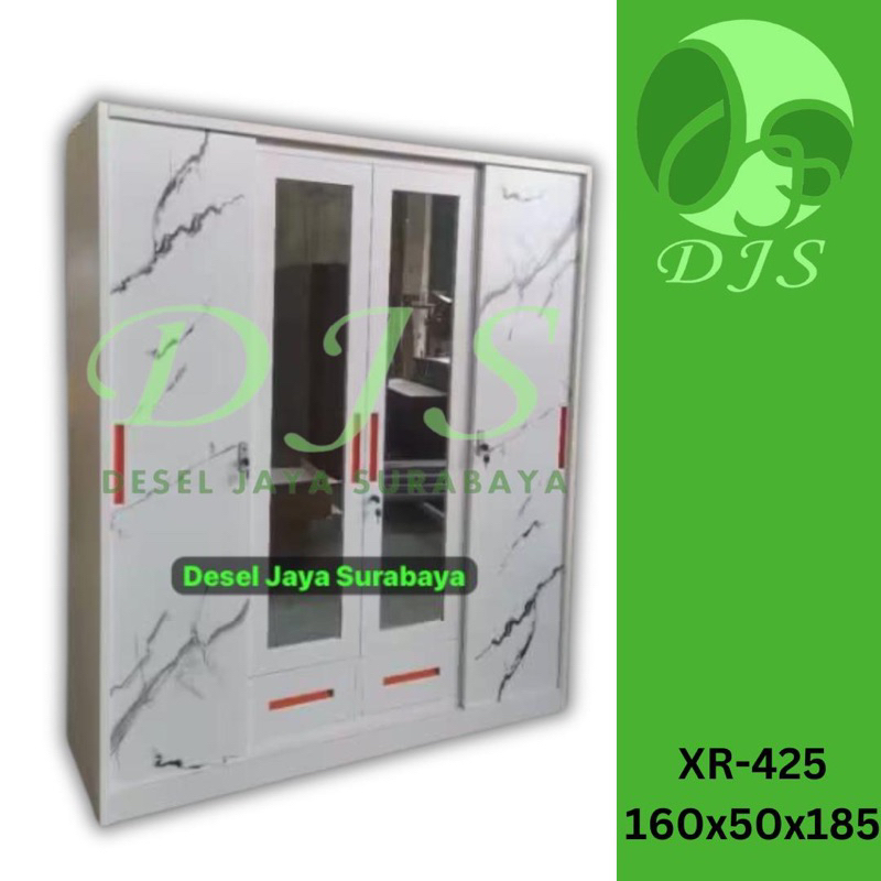 Lemari Baju Besi Sliding XR-425- Lemari Baju Sliding - Lemari baju 4 pintu - Lemari besi jumbo