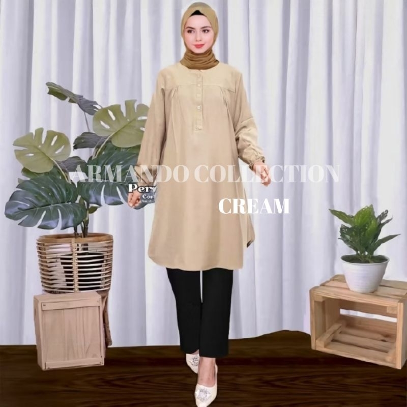 TUNIK VISCOSE POLOS JUMBO WARNA CREAM