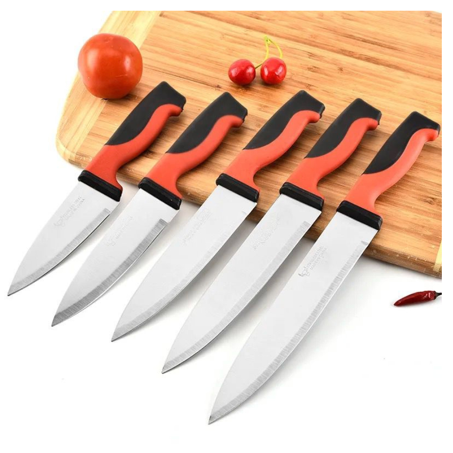 GB - PISAU GAGANG MERAH STAINLESS STEEL TAJAM - PISAU TAJAM - PISAU DAPUR
