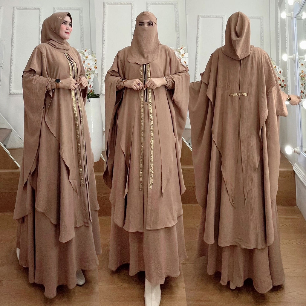 AJE ZAS NEW BISA COD Set Gamis Syari Jubah Kode AZIMIN Bahan Kringkel Premium By Ory AjeZas Collec