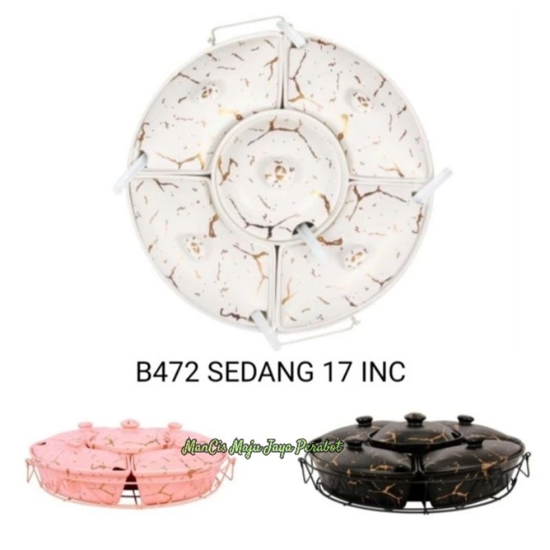 Prasmanan Vicenza BM472 mutar motif marble mewah snack prasmanan roller set wadah saji makanan