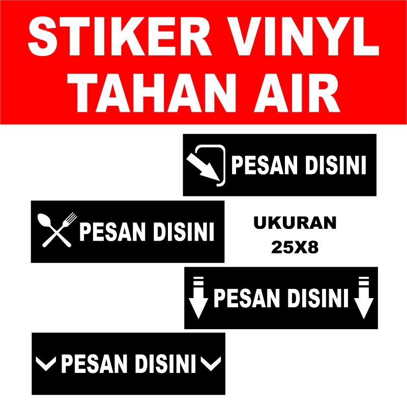 

PESAN MAKANAN MINUMAN DISINI UKURAN 25X8CM STIKER SIGN/STIKER PERINGATAN/VINYL/WATERPROOF