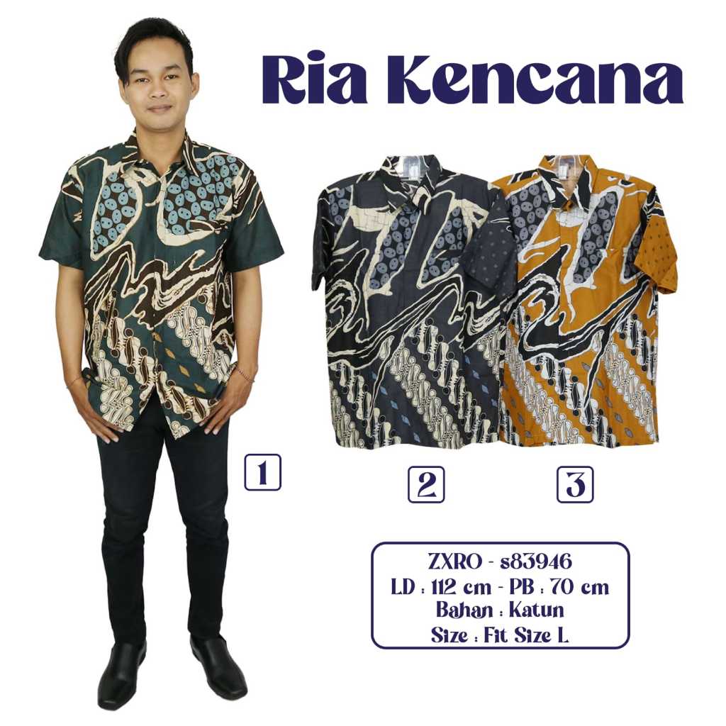 kemeja batik pria lengan pendek bahan tebal non furing